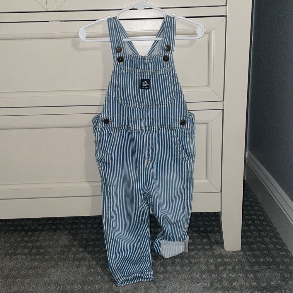 Osh Kosh B’Gosh Baby Knit-Like Denim Hickory Stripe Overalls
